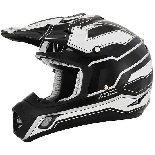 Casco Moto Cross Enduro Afx FX-17 Works Bianco Nero Lucido Offerta Del Giorno