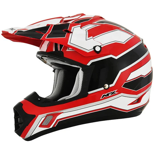 Casco Moto Cross Enduro Afx FX-17 Works Bianco Nero Rosso Popolare