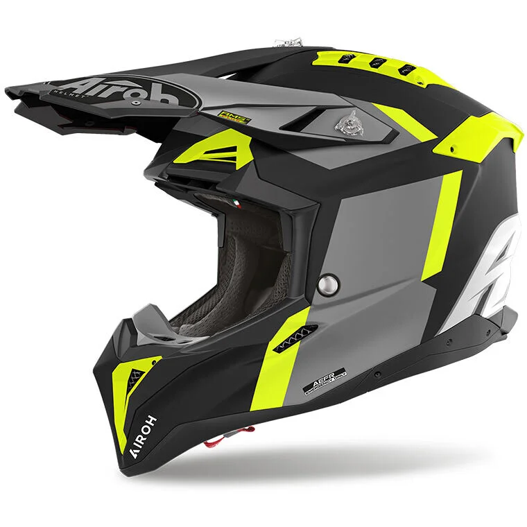 Casco Moto Cross Enduro Airoh AVIATOR 3 GLORY Giallo Opaco Promozione Esclusiva
