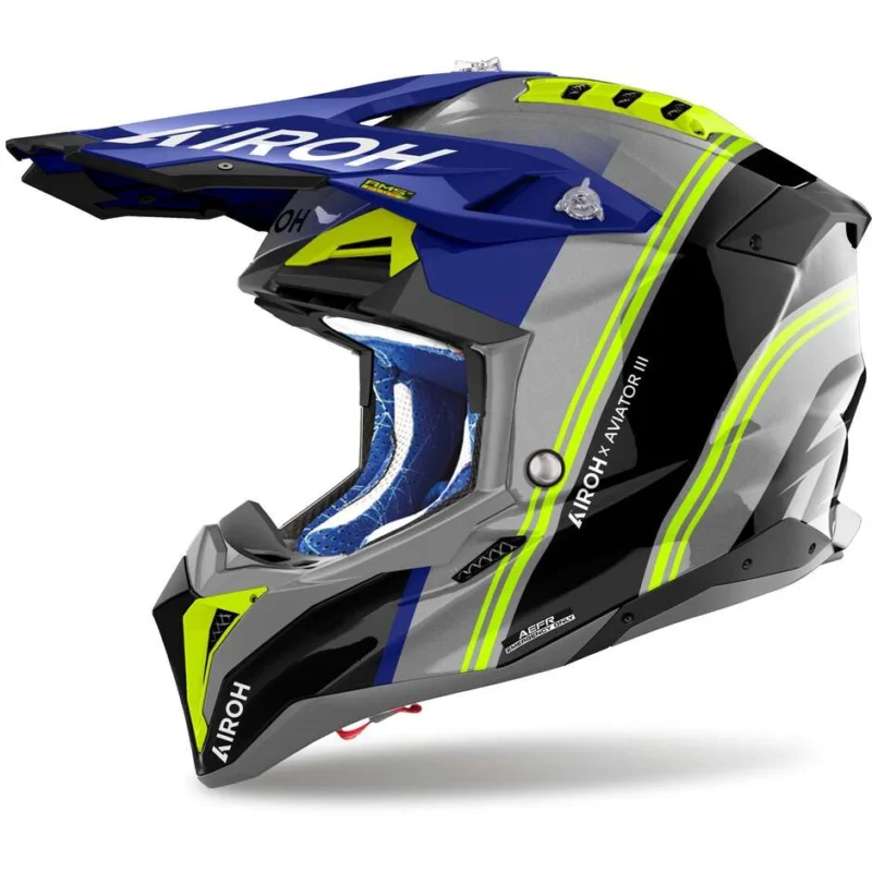 Prezzo Scontato Casco Moto Cross Enduro Airoh AVIATOR 3 HIMA Blu Lucido