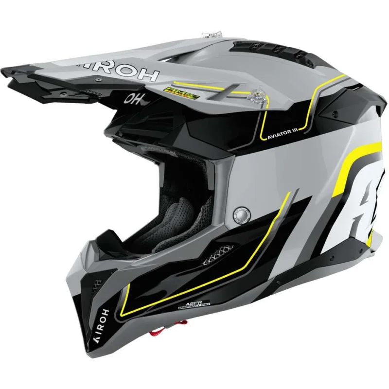 Casco Moto Cross Enduro Airoh AVIATOR 3 LEADER Giallo Lucido Compra Oggi Stesso