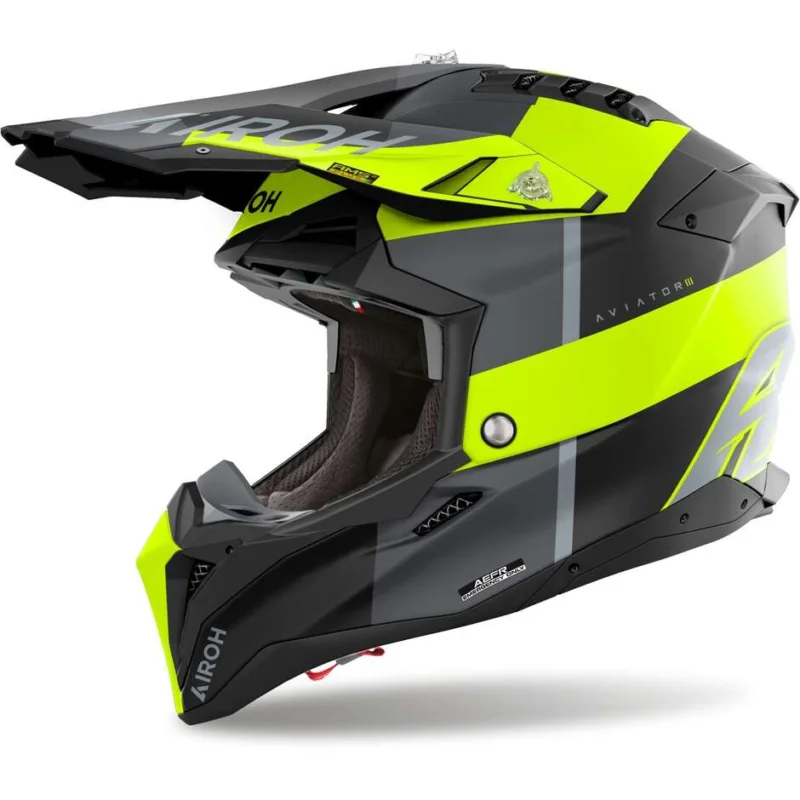 Occasione Casco Moto Cross Enduro Airoh AVIATOR 3 MONARCH Giallo Opaco
