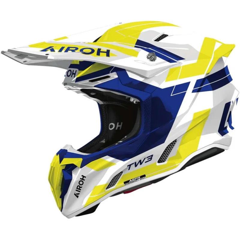 Sconto Casco Moto Cross Enduro Airoh TWIST 3 DYNASTY Blu Giallo Lucido