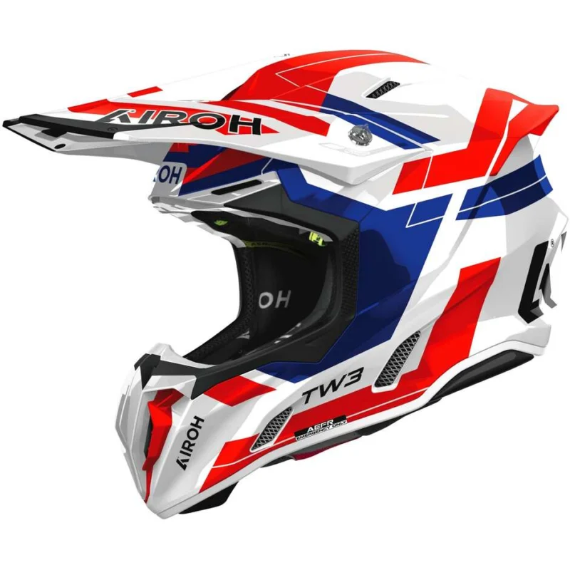 Casco Moto Cross Enduro Airoh TWIST 3 DYNASTY Rosso Blu Lucido Reso Gratuito