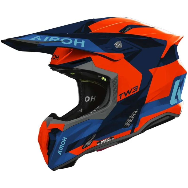 Casco Moto Cross Enduro Airoh TWIST 3 FANCY Arancio Blu Lucido Novità