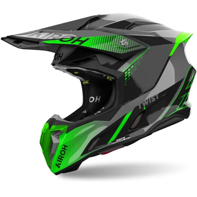 Spedizione Gratuita Casco Moto Cross Enduro Airoh TWIST 3 SHARD Verde Lucido