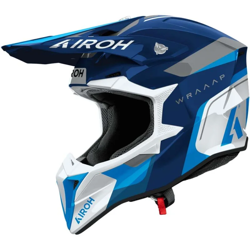 Casco Moto Cross Enduro Airoh WRAAAP CONQUER Blu Lucido Offerta