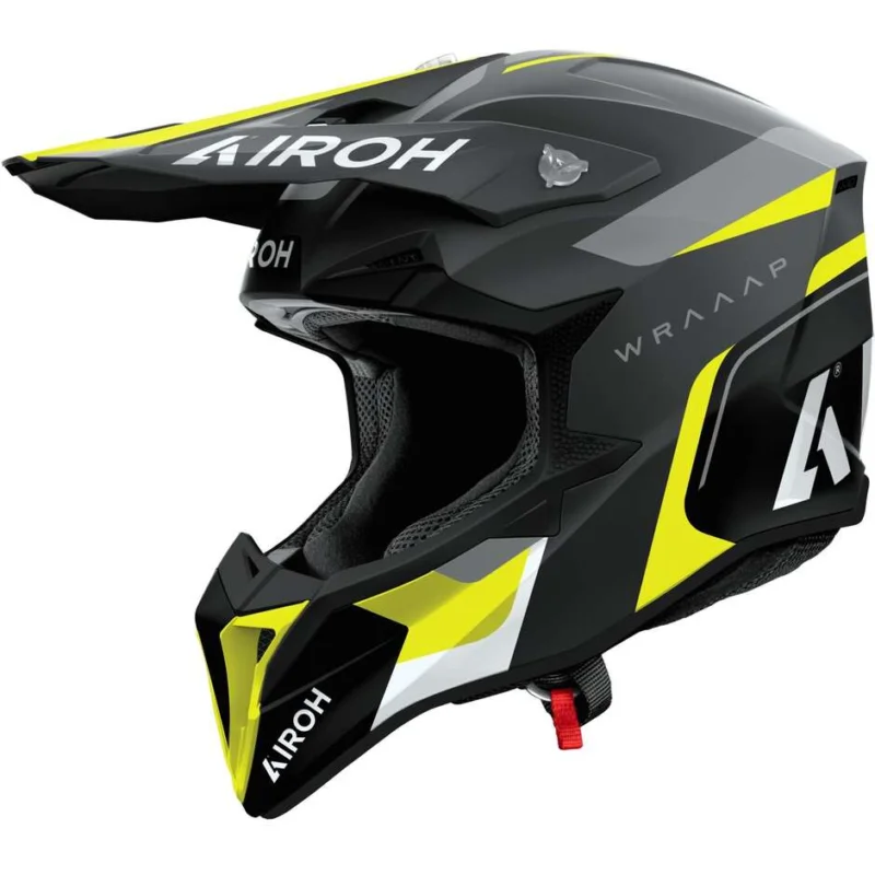 Prezzo Basso Casco Moto Cross Enduro Airoh WRAAAP CONQUER Giallo Opaco