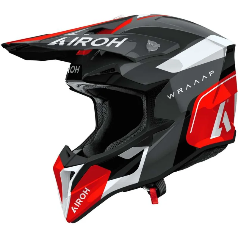 Promo Stagionale Casco Moto Cross Enduro Airoh WRAAAP CONQUER Rosso Lucido