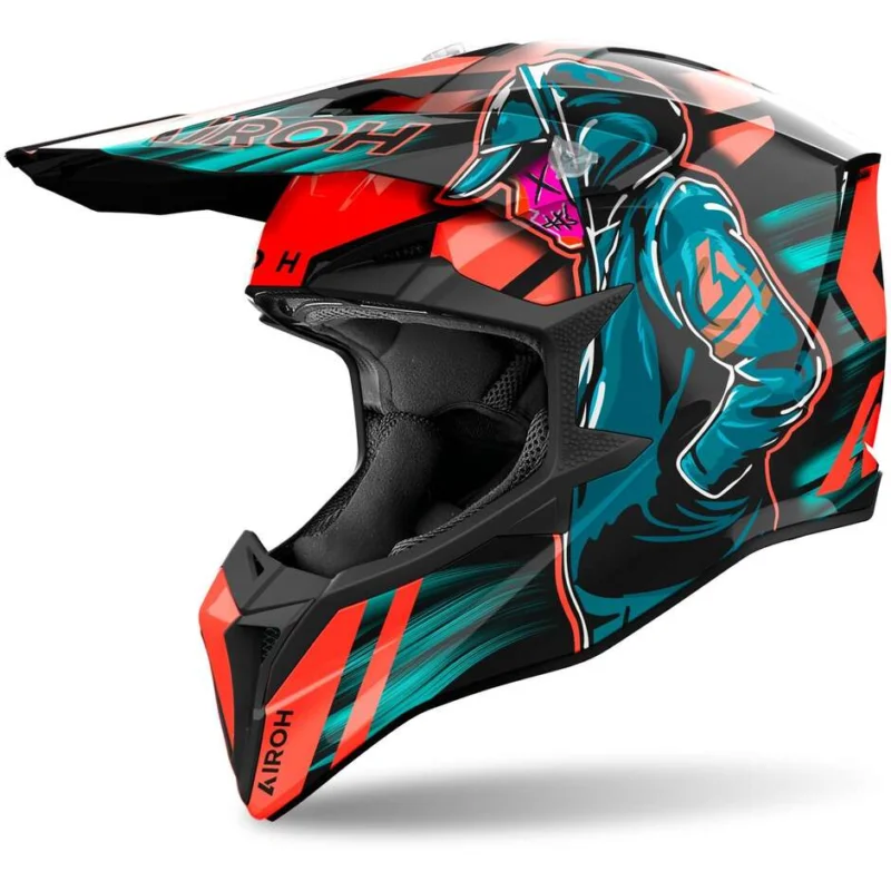 Casco Moto Cross Enduro Airoh WRAAAP CYBER Arancio Offerta