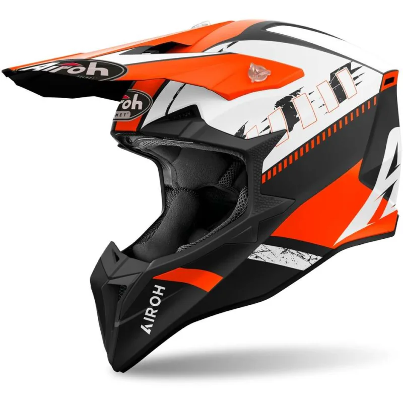 Professionale Casco Moto Cross Enduro Airoh WRAAAP FEEL Arancio Opaco