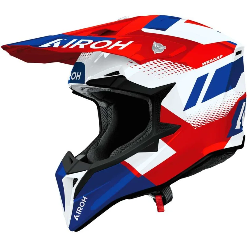 Prezzo Scontato Casco Moto Cross Enduro Airoh WRAAAP VISION Rosso Blu Lucido