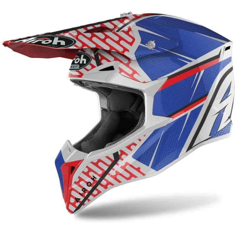 Casco Moto Cross Enduro Airoh WRAAP Idol Rosso Blu Lucido Nuovo Arrivo