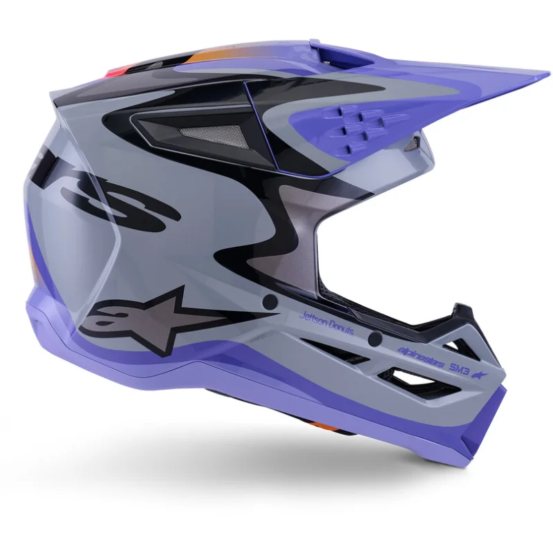 Casco Moto Cross Enduro Alpinestars SM3 JETTSON Ece06 grigio viola nero lucido Scelto Dai Clienti