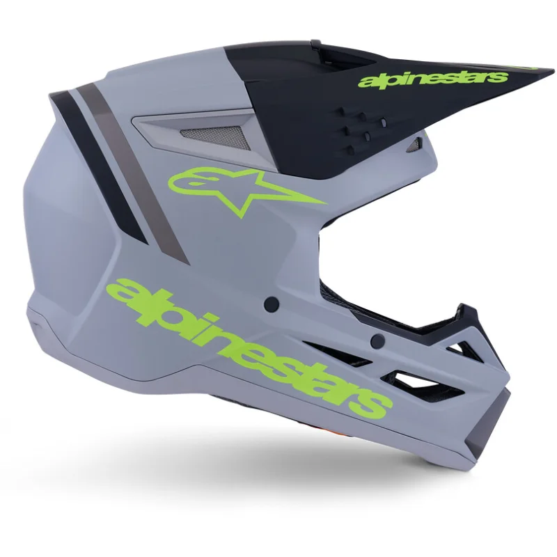 Casco Moto Cross Enduro Alpinestars SM3 Radium Ece06 grigio nero giallo fluo opaco Prezzo Scontato