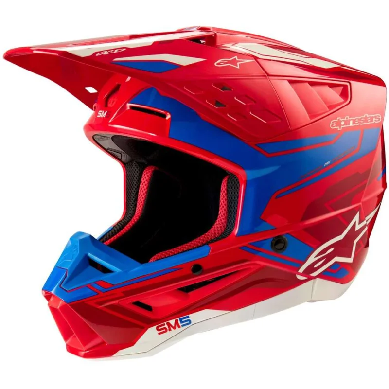 Nuovo Arrivo Casco Moto Cross Enduro Alpinestars S-M5 ACTION 2 22.06 Blu Lucido
