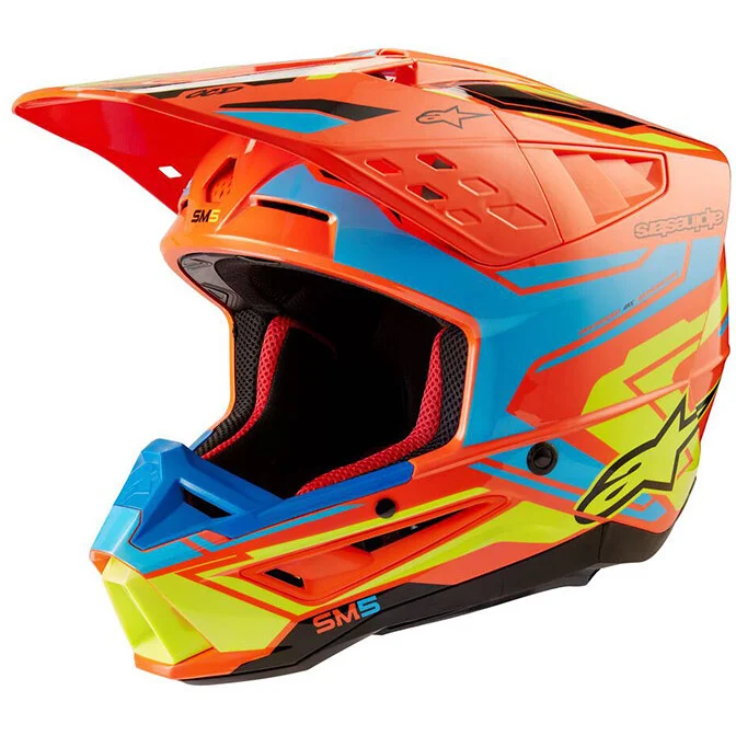 Ordina Subito Casco Moto Cross Enduro Alpinestars S-M5 ACTION 2 22.06 Fluo Giallo Ciano Arancio