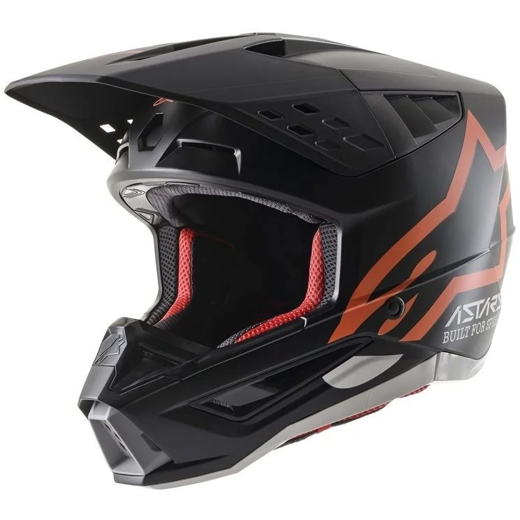 Casco Moto Cross Enduro Alpinestars S-M5 COMPASS Nero Arancio Opaco Quantità Limitata