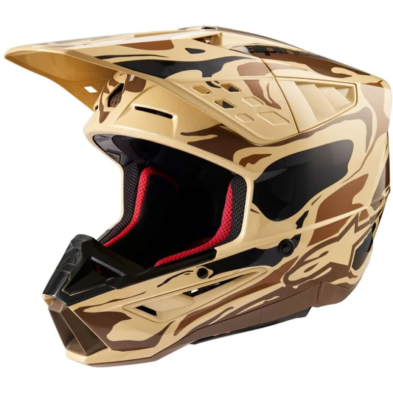 Di Tendenza Casco Moto Cross Enduro Alpinestars S-M5 MINERAL 22.06 Marrone Scuro Opaco
