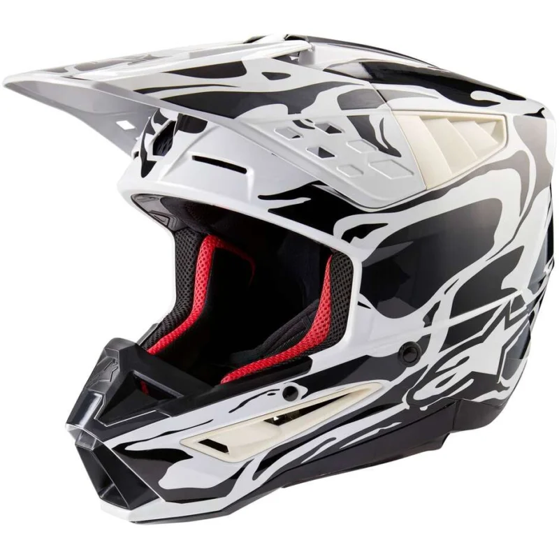 Vendita Finale Casco Moto Cross Enduro Alpinestars S-M5 MINERAL 22.06 Rosso Grigio Lucido