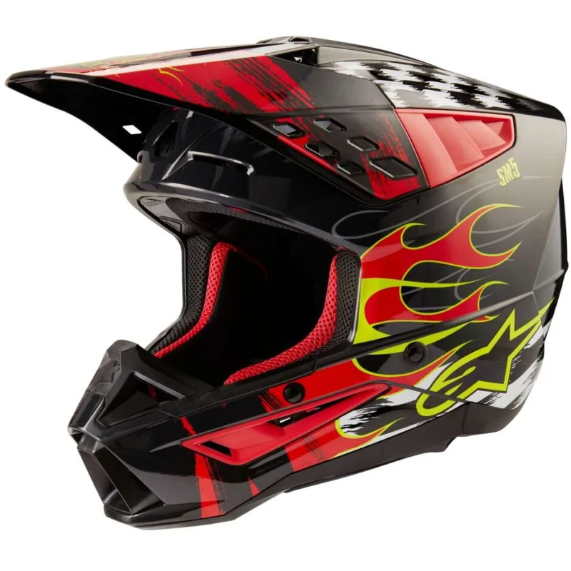 Compra Adesso Casco Moto Cross Enduro Alpinestars S-M5 RASH 22.06 Grigio Rosso Lucido