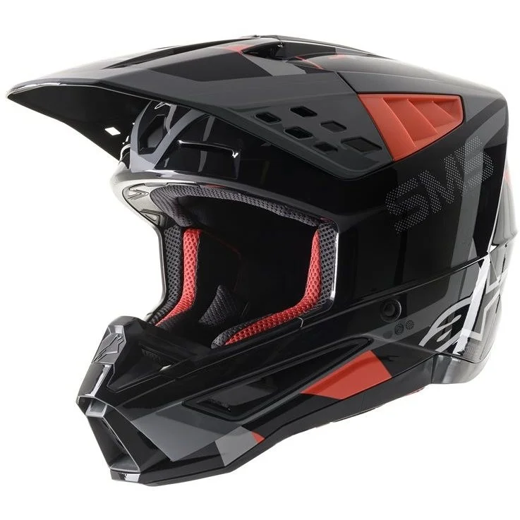Spedizione Espresso Casco Moto Cross Enduro Alpinestars S-M5 ROVER Antracite Rosso Fluo Camo