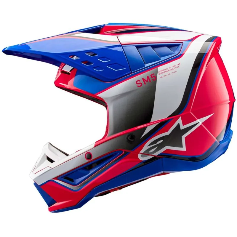 Casco Moto Cross Enduro Alpinestars S-M5 SAIL 22.06 Blu Rosa Bianco Novità