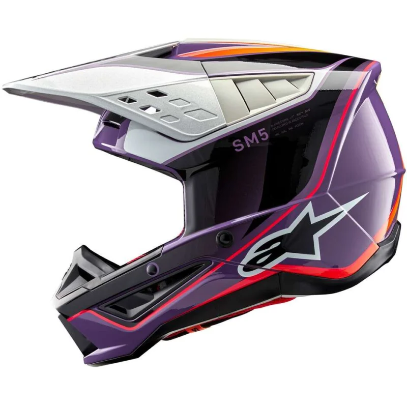 Economico Casco Moto Cross Enduro Alpinestars S-M5 SAIL 22.06 Nero Silver Lucido