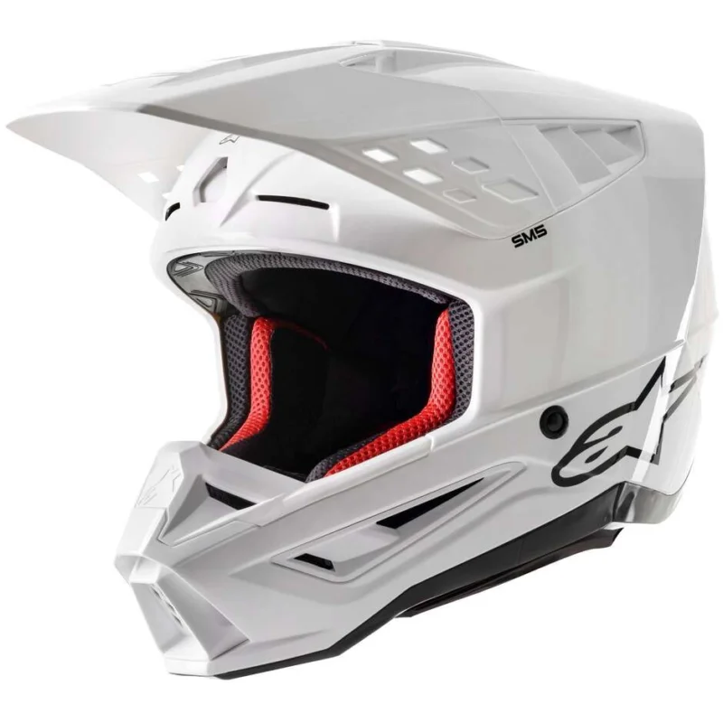 Professionale Casco Moto Cross Enduro Alpinestars S-M5 SOLID 22.06 Bianco Lucido