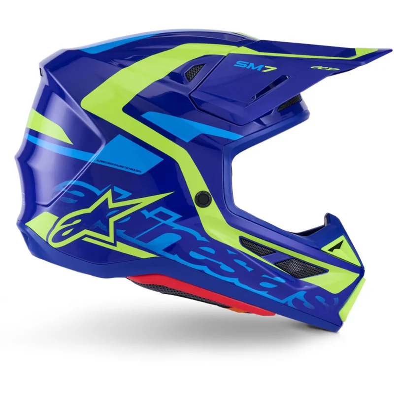 Casco Moto Cross Enduro Alpinestars SM7 Deed Ece06 blu giallo fluo lucido Acquista Ora