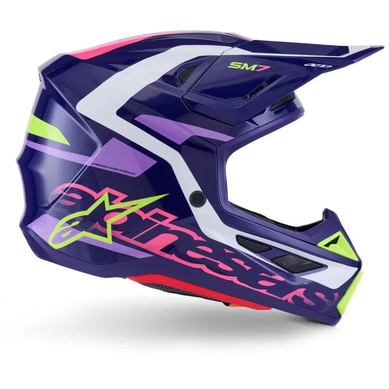 Casco Moto Cross Enduro Alpinestars SM7 Deed Ece06 porpora rosa lucido Sconto