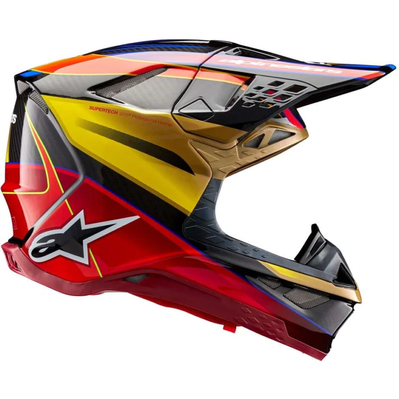 Casco Moto Cross Enduro Alpinestars SUPERTECH S-M10 ERA 22.06 Lucido Rosso Giallo Promozione