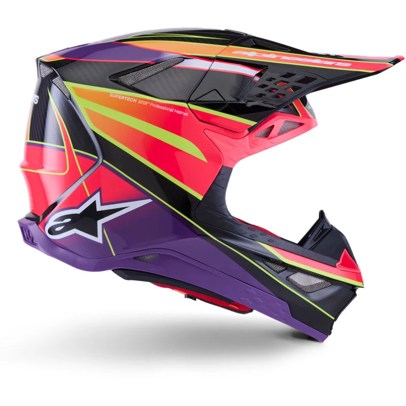 Ordina Subito Casco Moto Cross Enduro Alpinestars Supertech S-M10 Era Ece06 rosa viola giallo fluo lucido