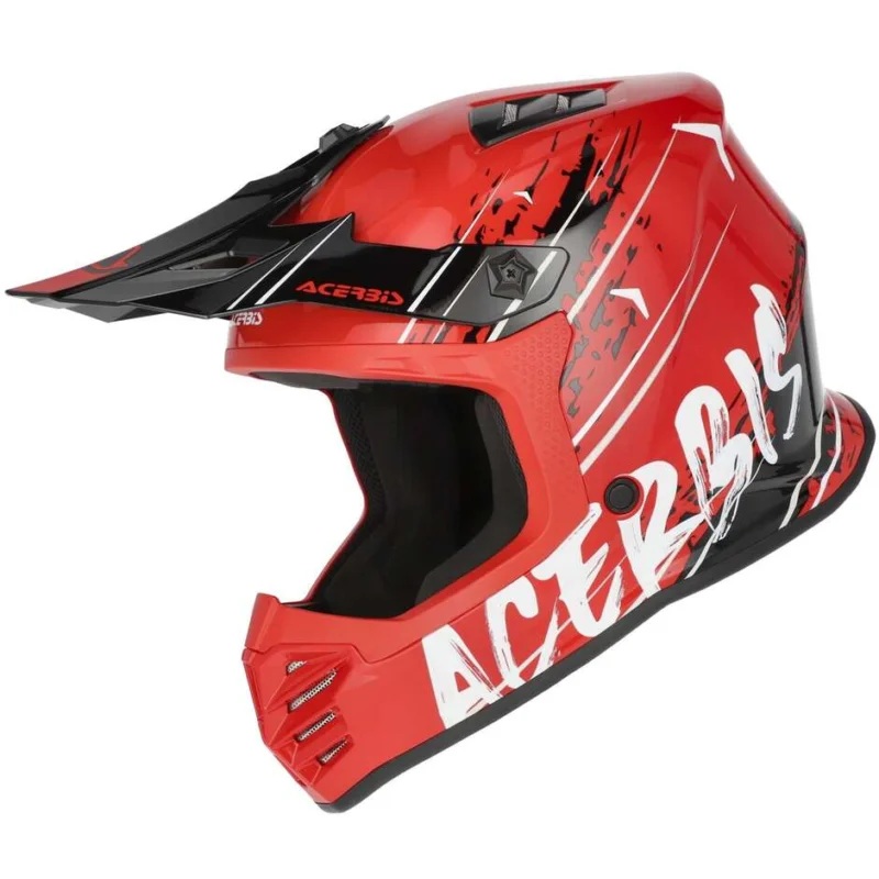 Casco Motocross Enduro Bambino AcerbisPROFILE JUNIOR Rosso Nero Super Prezzo