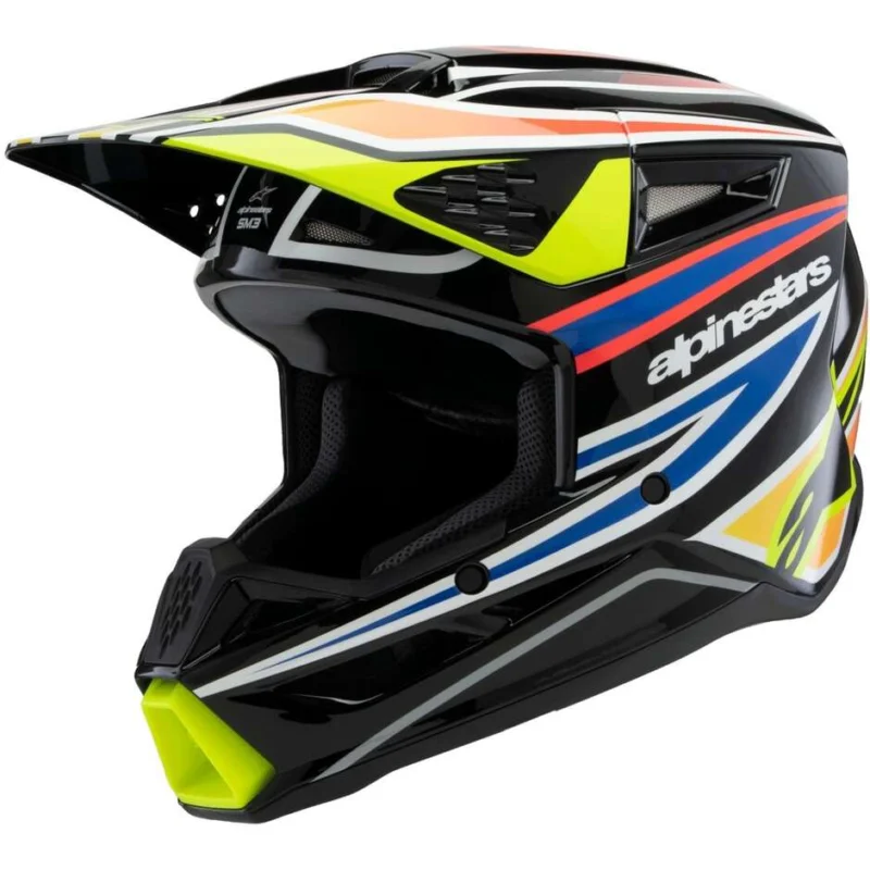Acquista Ora Casco Moto Cross Enduro Bambino Alpinestars SM3 YOUTH WURX Nero Giallo Fluo Blu Rosso Lucido