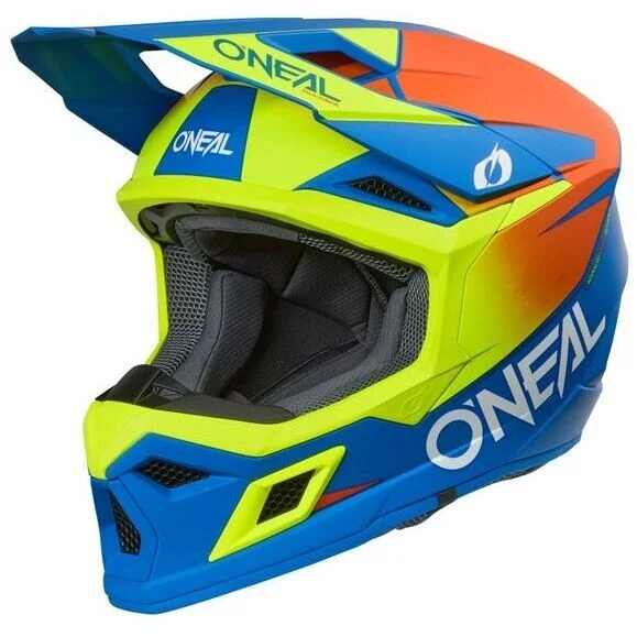 Pagamento Sicuro Casco Moto Cross Enduro Bambino O'NEAL 3SRS YOUTH SOLID Blu Arancio Giallo Fluo