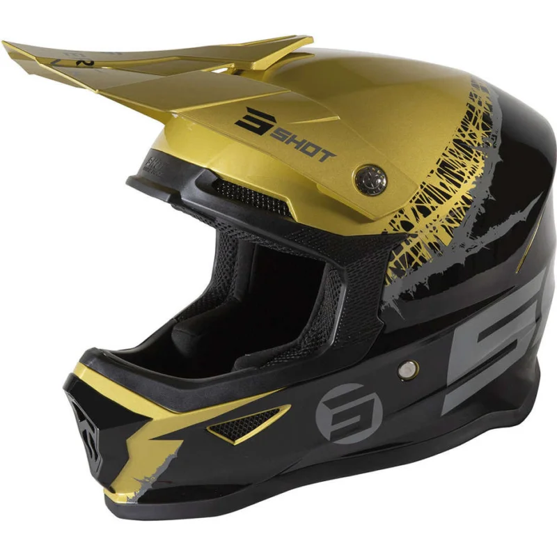 Professionale Casco Moto Cross Enduro Bambino Shot Furios Storm Oro