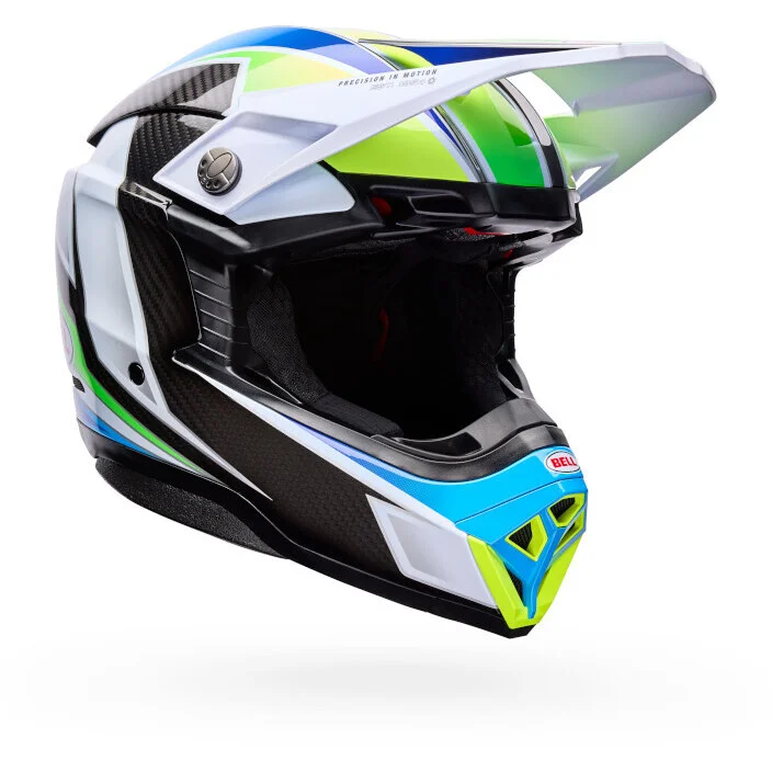 Casco Moto Cross Enduro Bell Moto-10 Spherical GRID Bianco Blu Offerta Lampo