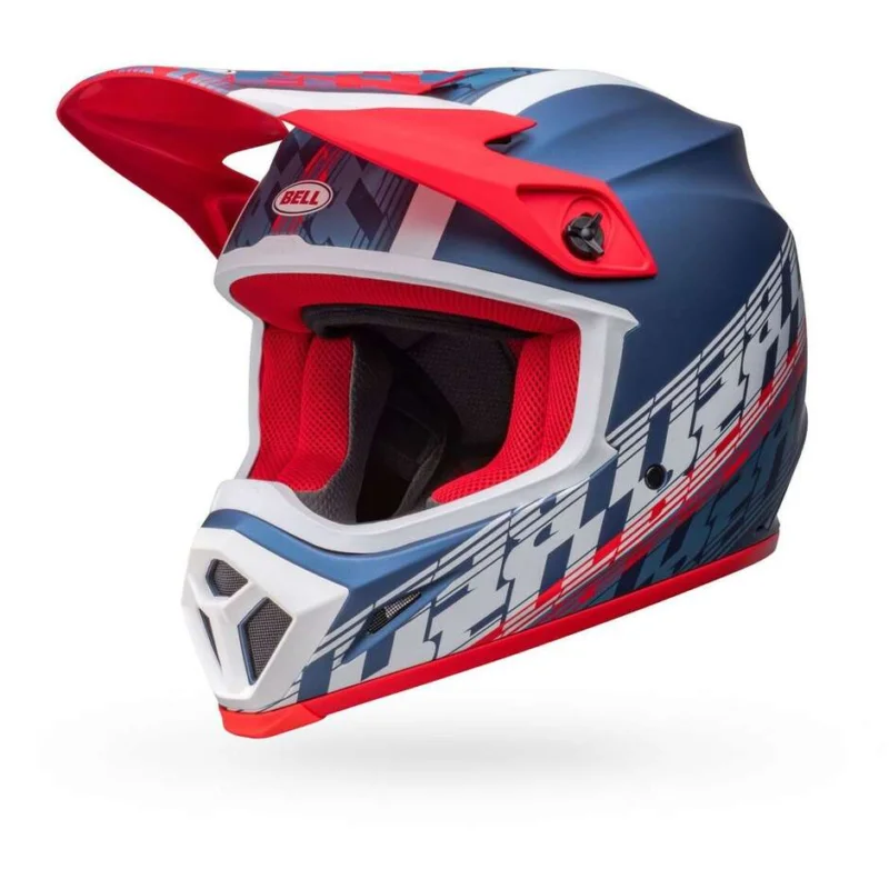 Di Tendenza Casco Moto Cross Enduro Bell MX-9 MIPS OFFSET Blu Metal Bianco Opaco