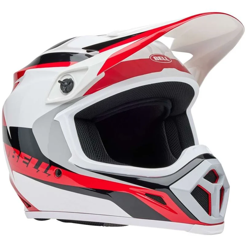 Direttamente Dal Produttore Casco Moto Cross Enduro Bell MX-9 MIPS RIFT Rosso Bianco Lucido