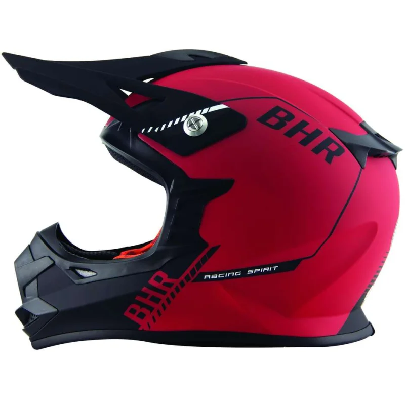 Promozione Esclusiva Casco Moto Cross Enduro BHR 812 Off Road Rosso Nero Opaco