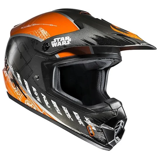 Super Prezzo Casco Moto Cross Enduro HJC CS-MX II Rebel X-Wing Star Wars Nero Arancio