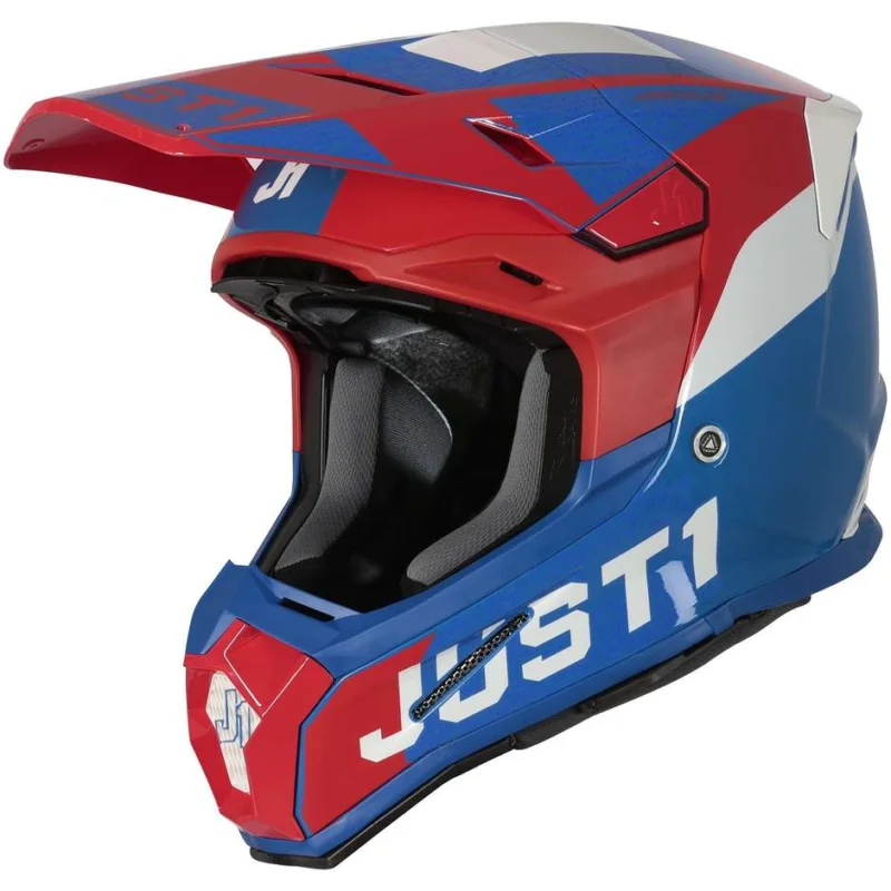 Spedito Oggi Casco Moto Cross Enduro in Carbonio Just1 J22 ADRENALINE Rosso Blu