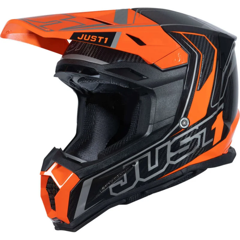 Casco Moto Cross Enduro in Carbonio Just1 J22 Carbon Fluo Arancio Silver Nuovo Arrivo