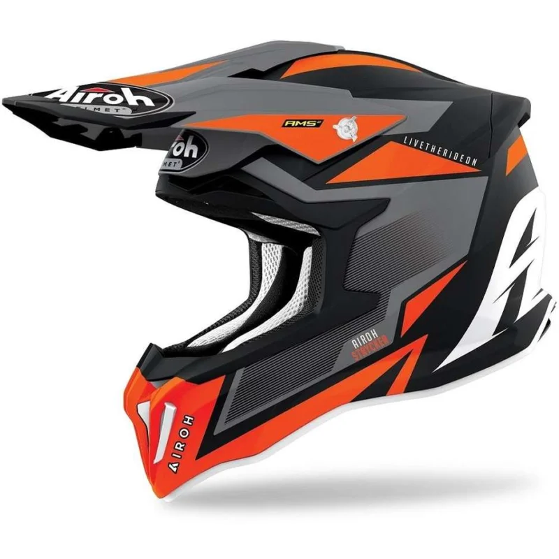 Casco Moto Cross Enduro In Fibra HPC Airoh STRYCKER Axe Arancio Opaco Vendita Finale