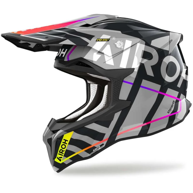 Casco Moto Cross Enduro In Fibra HPC Airoh STRYCKER BRAVE Grigio Lucido A Buon Prezzo