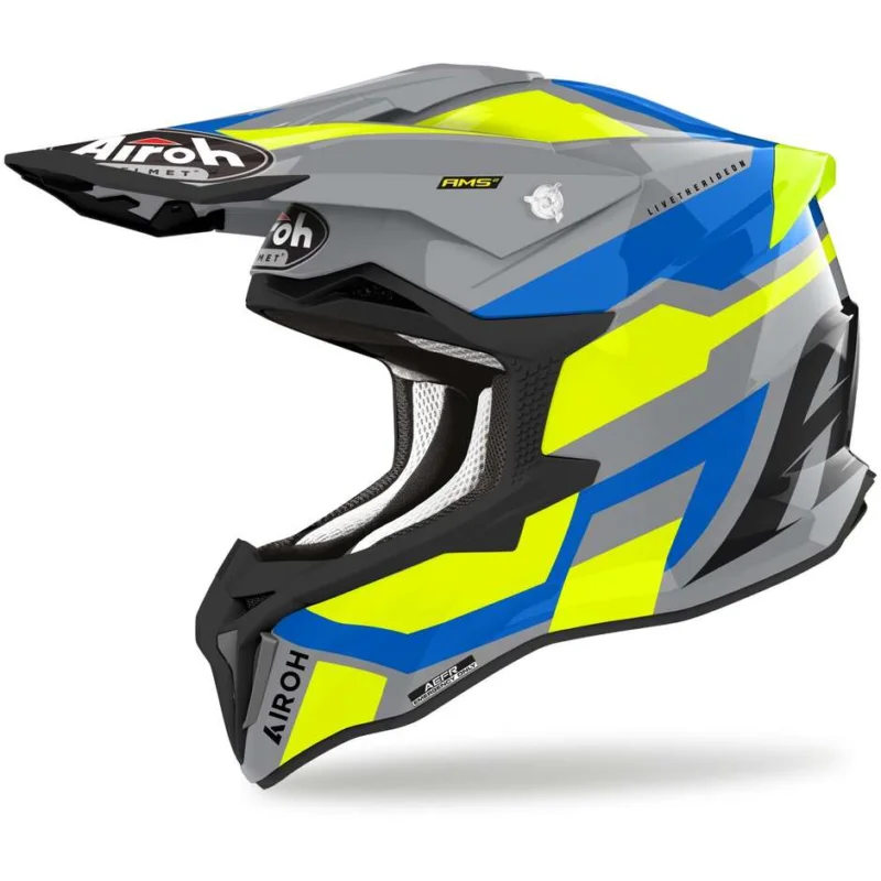 Casco Moto Cross Enduro In Fibra HPC Airoh STRYCKER GLAM Giallo Lucido Solo Oggi