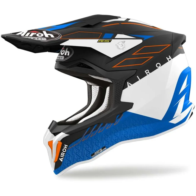Casco Moto Cross Enduro In Fibra HPC Airoh STRYCKER SKIN Blu Opaco Compra Oggi Stesso