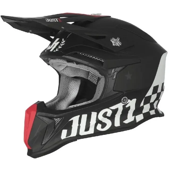 Casco Moto Cross Enduro in Fibra Just1 J18 F OLD SCHOOL Nero Prezzo Basso