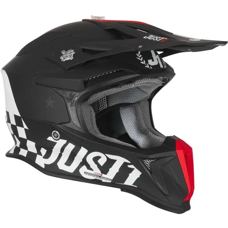 Casco Moto Cross Enduro In Fibra Just1 J18 OLD SCHOOL Nero Opaco Prezzo Basso